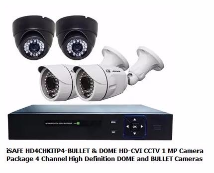 ISAFE CCTV CAMERA PACKAGE HD4CHKITP4-BULLET & DOME photo